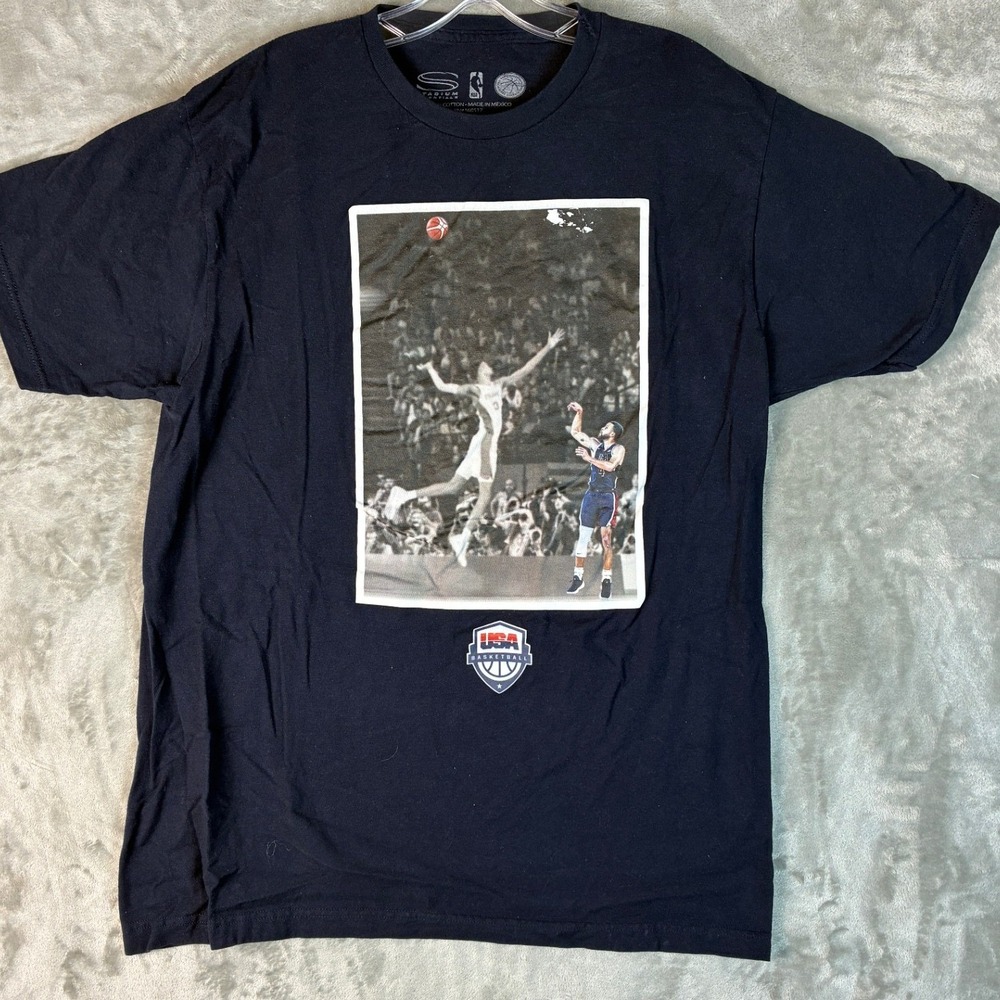 Stadium Essentials USA Basketball Graphic T-Shirt Navy Blue Mens Large NBA 2024‎